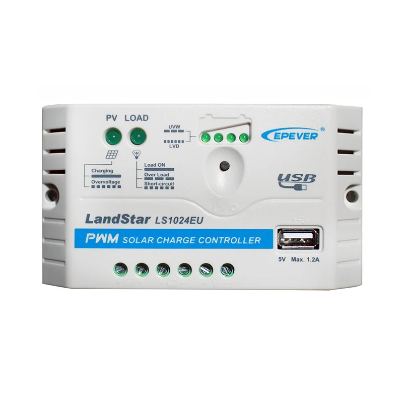 

EPEVER LS1024EU 10A Solar Charge Controller With USB Port 12V 24V Solar Panel Charger Regulator New PWM Controller