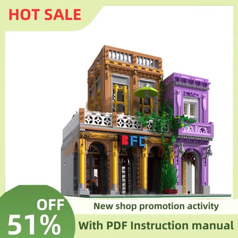 

New 3041PCS City Hot Selling Street View Moc Modular BFC Restaurant Model Building Block Diy Creative Ideas KidToy Birthday Gift