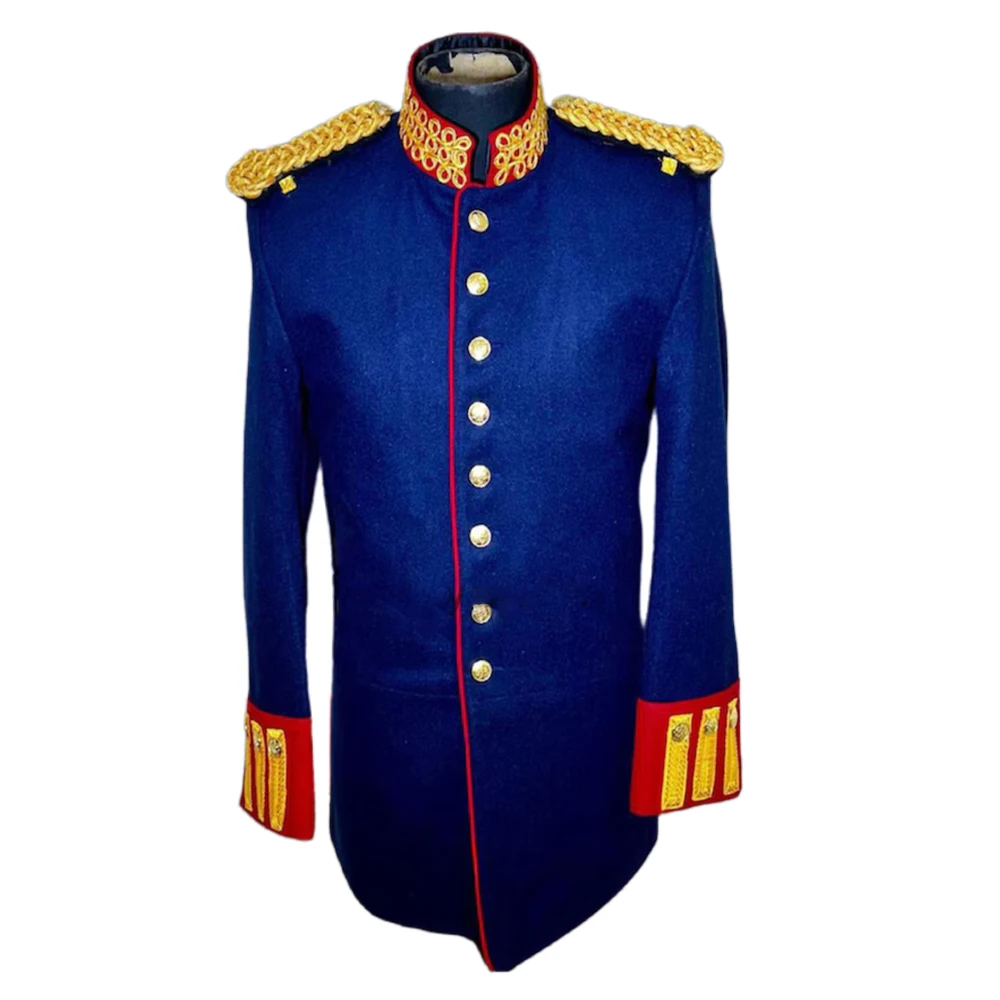 

Medieval Napoleonic Military Uniform Men's Blue Tunic Parade Jacket Imperial German Hussar Coat Colonial Officer Soldier Outfits