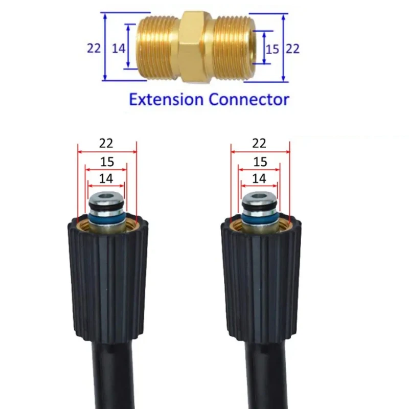Imagem -03 - Pressão Água Limpeza Extensão Mangueira Latão Extensão Conjunta para Karcher M22 14 15 mm Alta