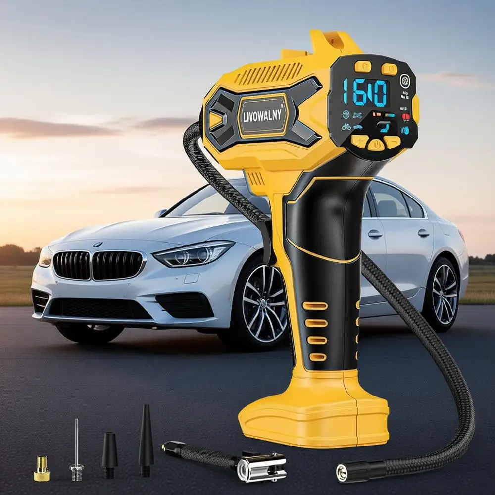 

Portable Electric Air Pump, 160 PSI Digital Pressure Gauge for Car, Bike, Sport Ball (No Battery)