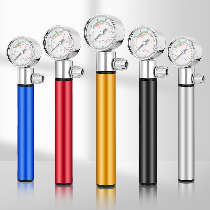 Bike Pump with Pressure Gauge Portable Bicycle Pump Mini Hand Pump Multi-Functional Cycling Air Pump Ball Toy Tire Inflator