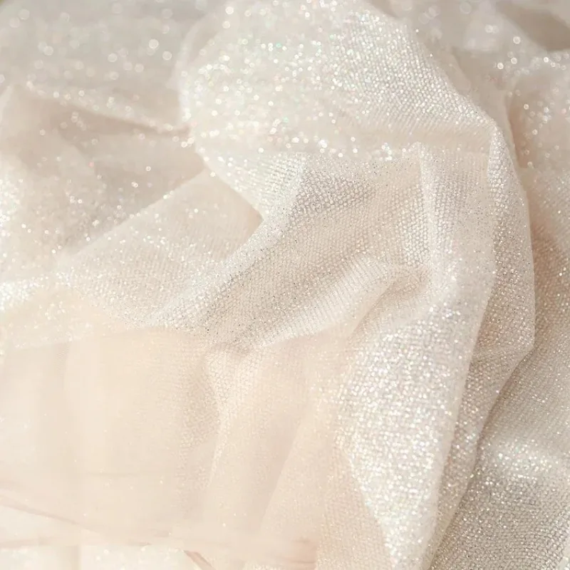 

Multi-color Silver Glitter Net Yarn Hot Diamond Spray Wedding Dress Fabric Hot Stamping Perfect for Special Occasions