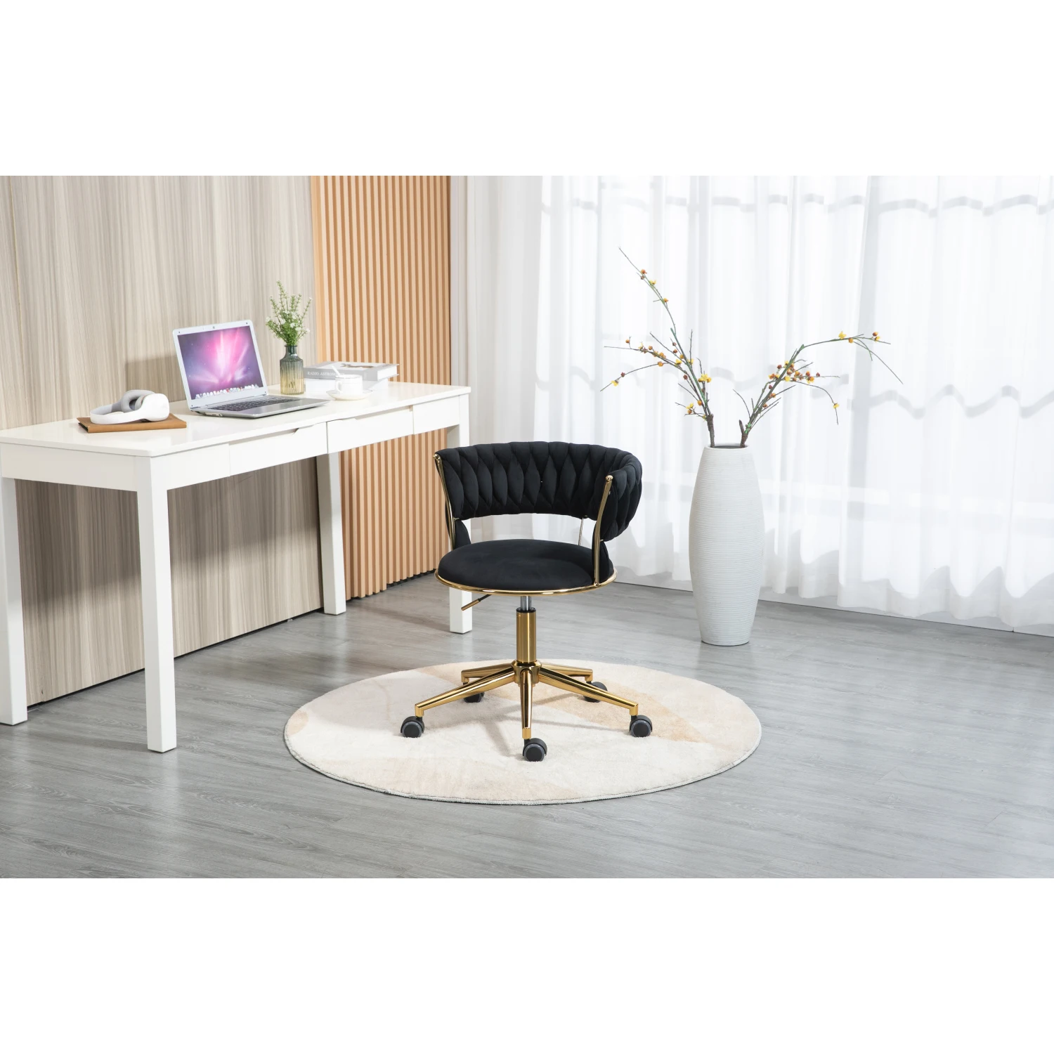 COOLMORE Home Office Desk Chair, Vanity Chair, Modern Adjustable Home Computer Executive Chair Swivel Task Chair for Small Space