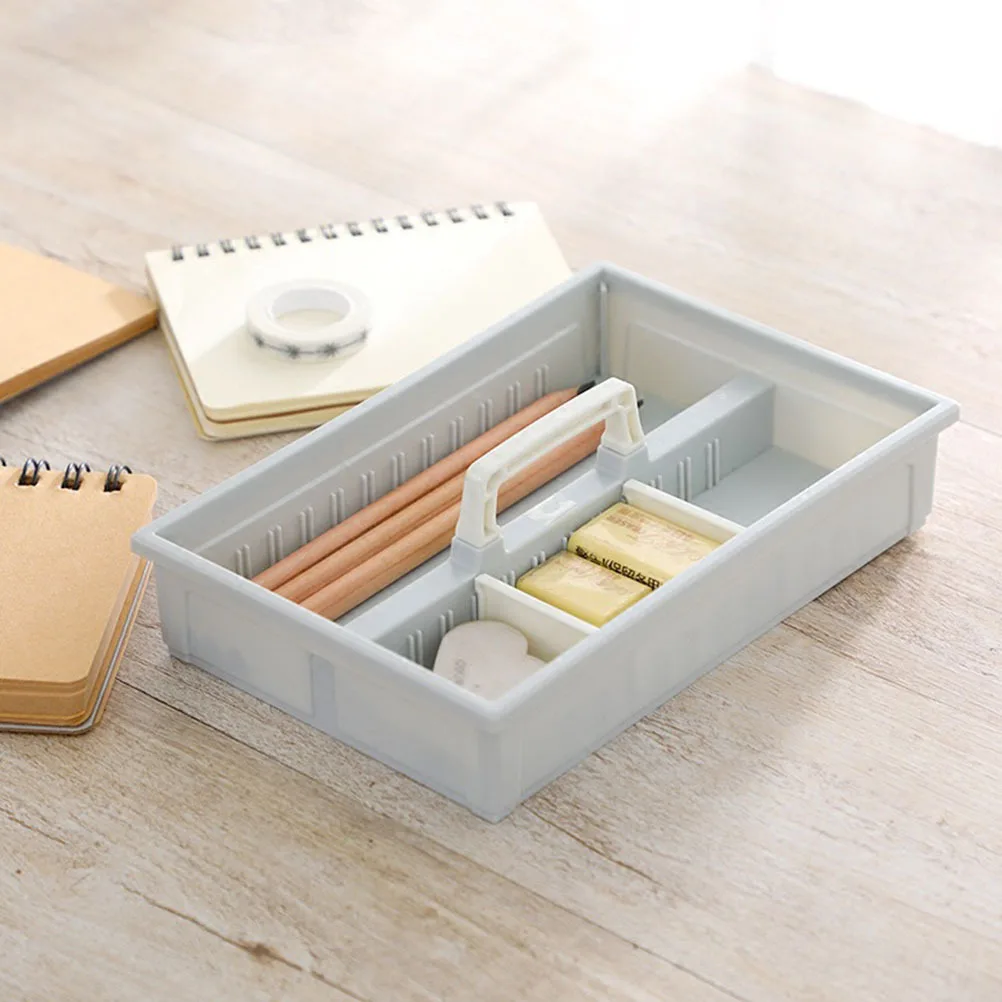 1Pcs Office Desktop Storage Box Foldable Plastic Organizer Stackable Divider Handle Multi-Grid Container for Stationery