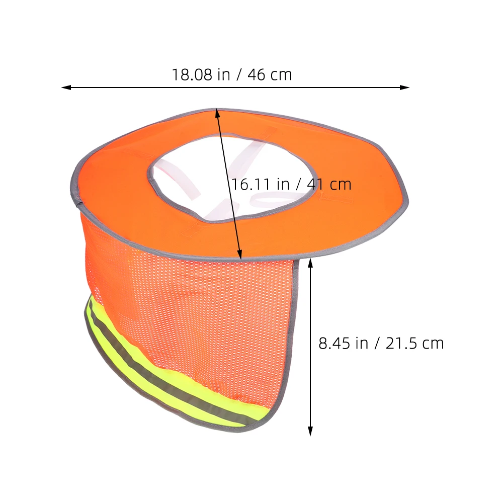 2Pcs Sun Protection Visor for Hard Hat with Reflective Strips Orange Mesh Full Brim Construction Outdoor Safety