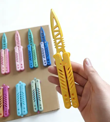 3D Printed Butterfly Knife Practice Toy Uncut Blade Training Tool Multi Color Stress Relief Fidget Gadget for Beginners - Image 4