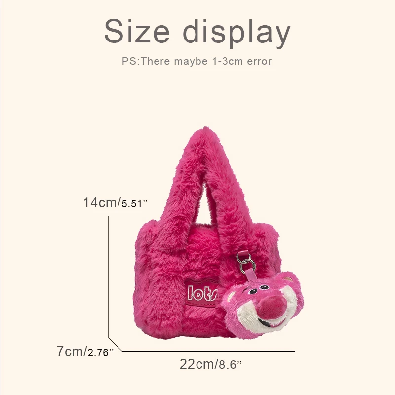 Fashion Faux Fur Small Tote Bags For Women Luxury Designer Handbag And Purse 2024 New In Letter Cartoon Bear Top Handle Shoulder