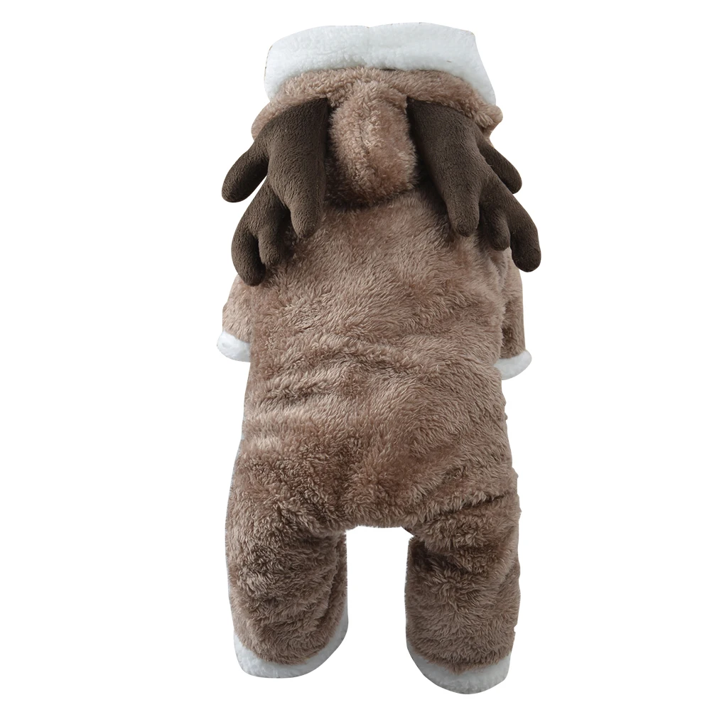 

Dog Christmas Clothes Brown Size M Warm Flannel Elk Design Winter Coat Party Costume for Puppy Dog Christmas Clothes