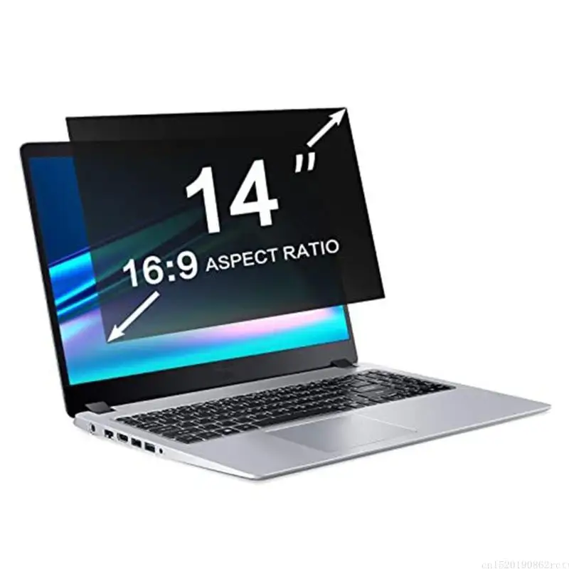 D5BB 16:9 Laptop Screen Privacy Protector Film with PET Silicone Construction, Retaining Fasteners, and Adhesive Attachment