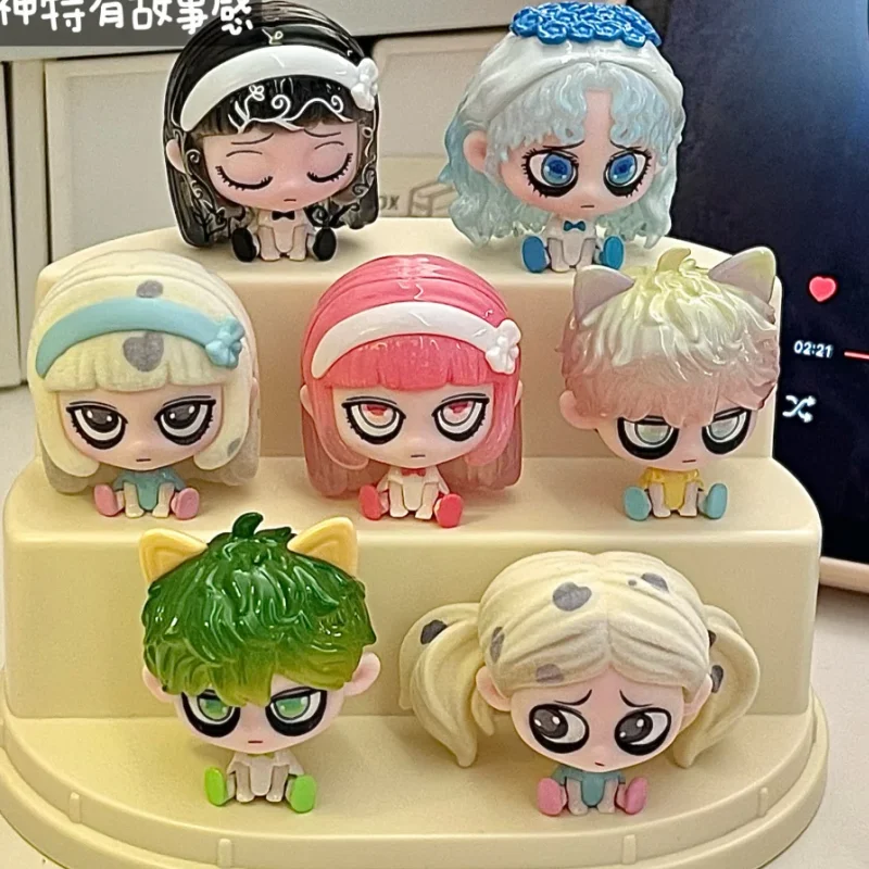 كيكي صف يجلس سلسلة صندوق أعمى صغير فتاة داكنة أنيمي الطرفية دمية سطح المكتب نموذج المرآب عدة حلية لعبة العصرية طفل هدية