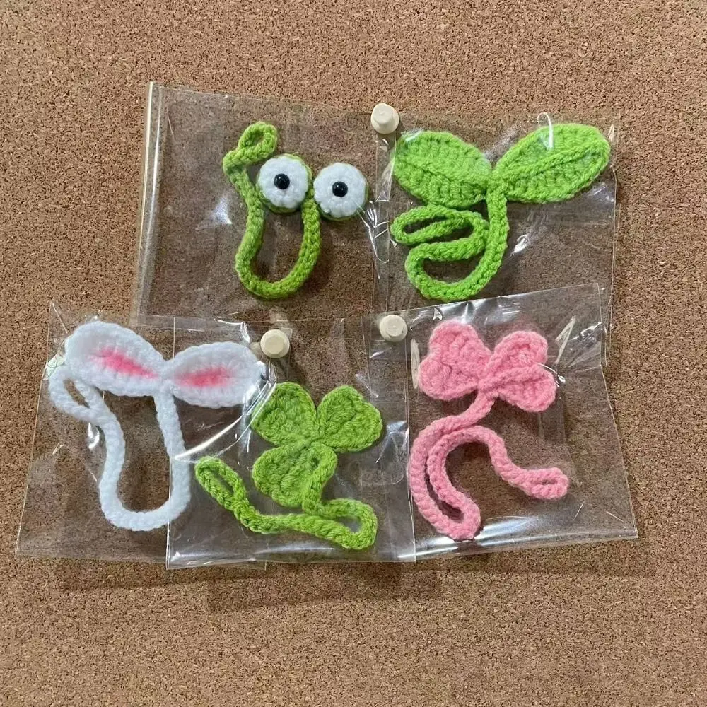 Multifunctional Hand-Knitted Crochet Leaf Sprout Versatile Crochet Leaf Bud Crochet Bookmarks Cute Decor Headphone Decor