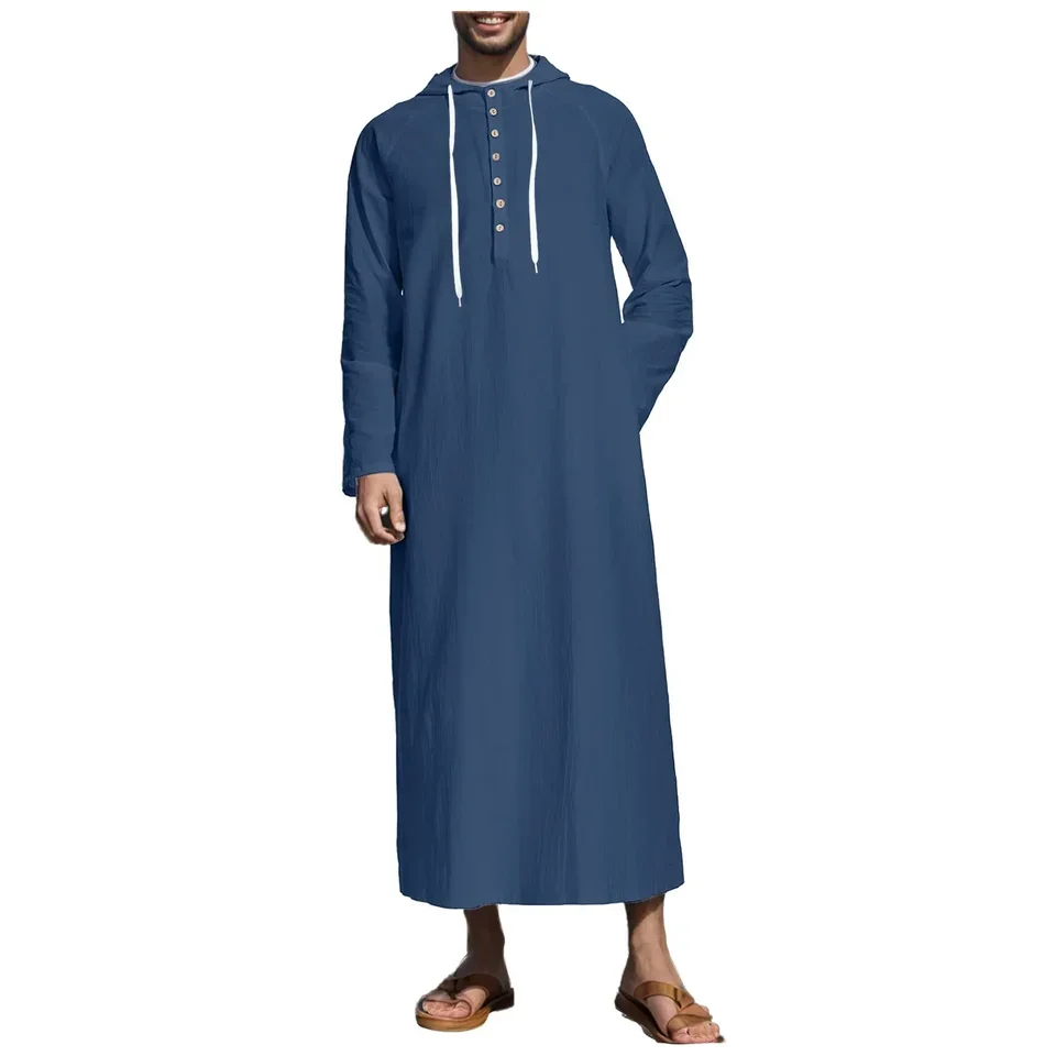Mens Muslim Dress Muslim Robe Arab Middle Robe Long Sleeve Embroidered Pocket Long Shirt Fashionable Men's Short-sleeved Shirt