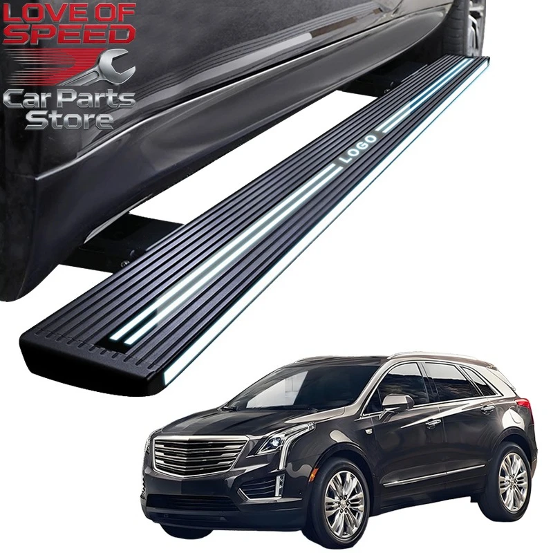 

Новинка 2026 года: Утолщенные автоматические выдвижные пороги из алюминия с защитой от защемления и двойной подсветкой для Cadillac XT5 2016+