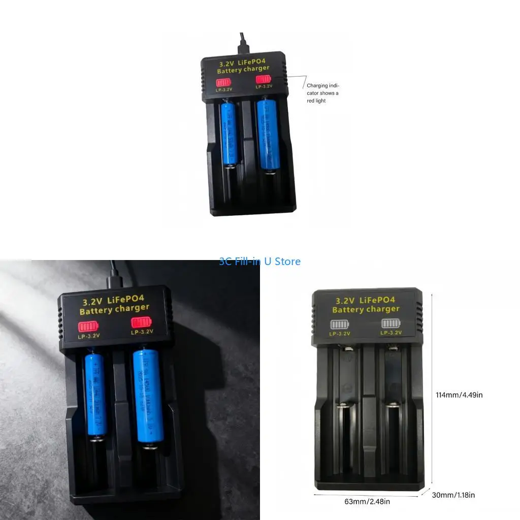 G8TA Plastic USB to 3.2V LiFePO4 Battery Charging Box 16340 10440 14430 14500 18650 26500 Bateries Charging