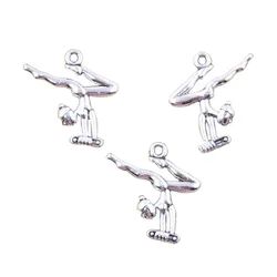 15pcs Charms Sporter Gymnastics Gymnast Player 22x22mm Antique Silver Color Pendants Making DIY Handmade Tibetan Finding Jewelry