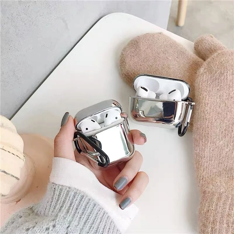 Silver Plated Glossy Anti Drop Wireless Bluetooth Earphone Case Suitable for Airpods1/2/3/4/pro Fashion Earphone Accessories