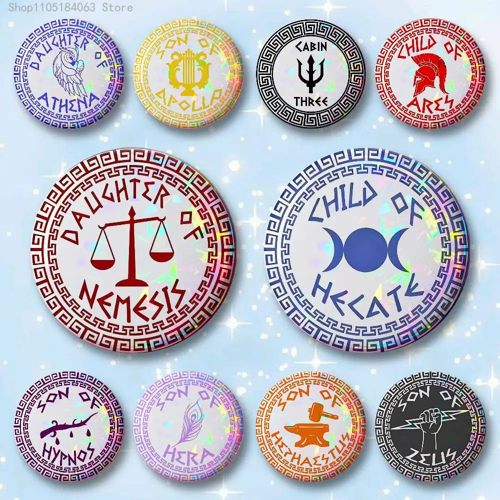 Son Daughter of Poseidon Greek Badges 25 32 44 58 75 mm Round Cosplay Pin Bag Decor Fans Collect Friends Gifts Brooch Souvenir