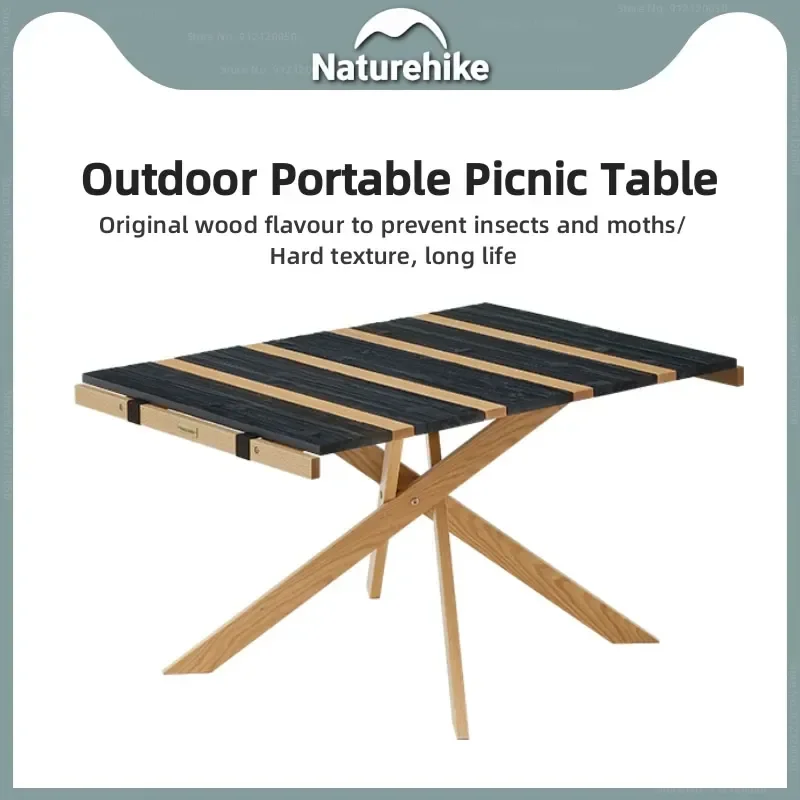 

Naturehike Outdoor Solid Wood Dining Table Stable Durable Portable Camping Picnic Household Folding Wood Table Load Bearing