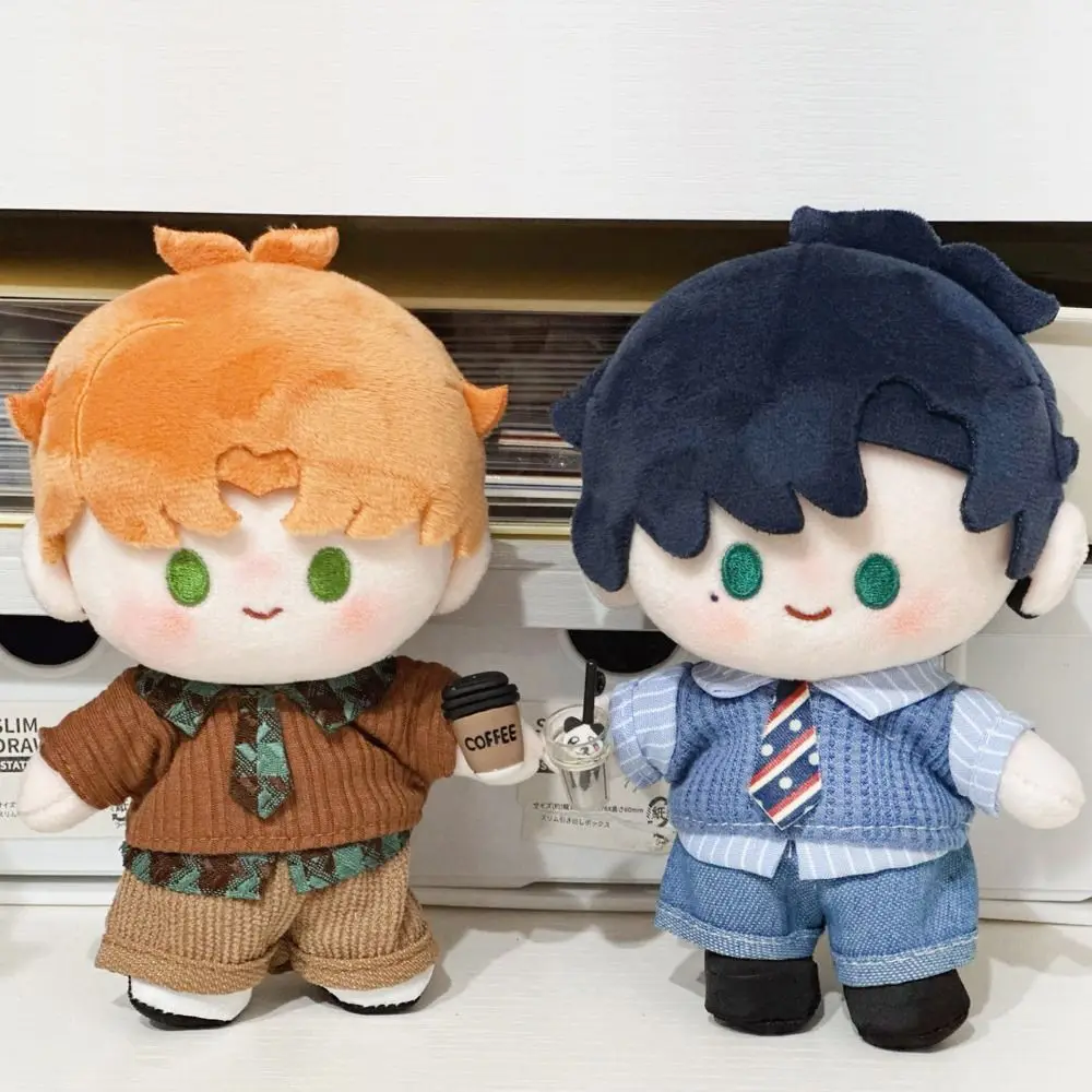 

10cm Doll Clothes Blue Brown Playing House Doll Student Uniform Changing Dress Game Photo Prop Mini Shirt Necktie Pants Set Gift