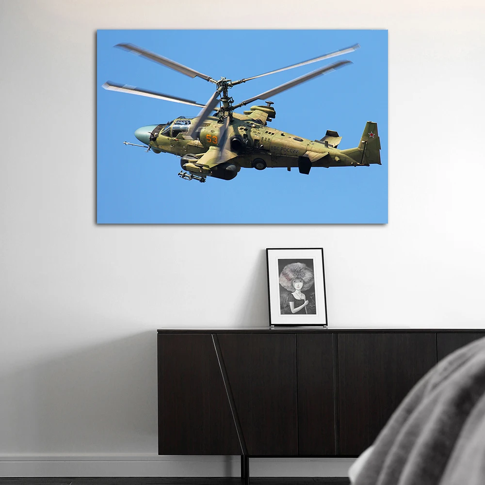 Kamov Ka-52 Alligator Attack Helicopter Poster Print Canvas Painting for Home Decor Wall Art Picture For Living Room Decoration