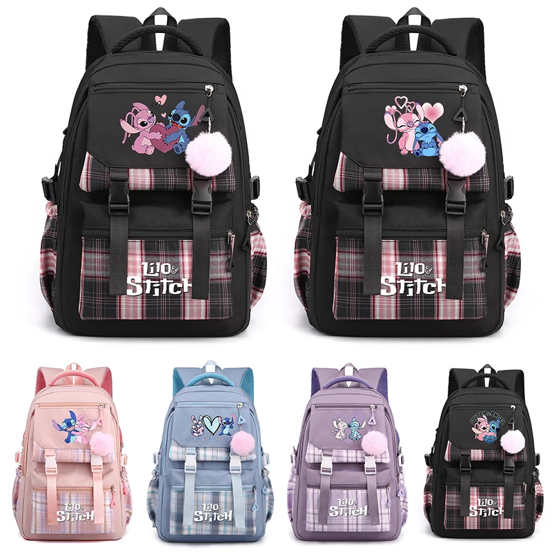 

MINISO Anime Lilo Stitch Printed Backpack Teenger Girl Boy Schoolbag Kawaii Student Schoolbag Laptop Bookbag Travel Bag