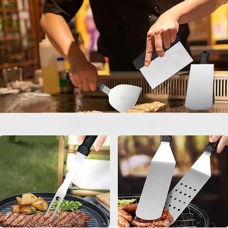 

BBQ Tools Camping outdoor stainless steel shovel barbecue cooking shovel combination grill set Kitchen Home Use Bar