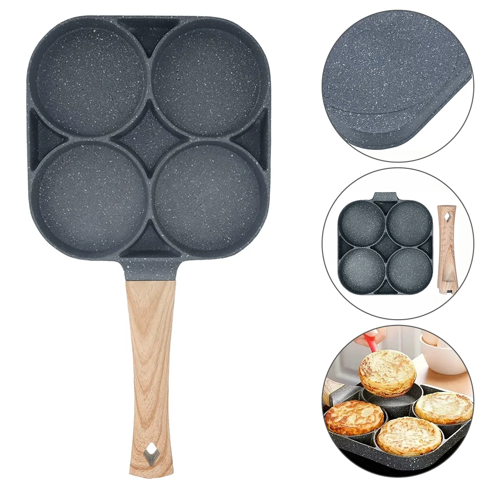 4 حفرة مقلاة غير عصا فطيرة البيض مقلاة الإفطار برغر البيض فطيرة صانع الحجر الطبي أربعة حفرة عجة عموم