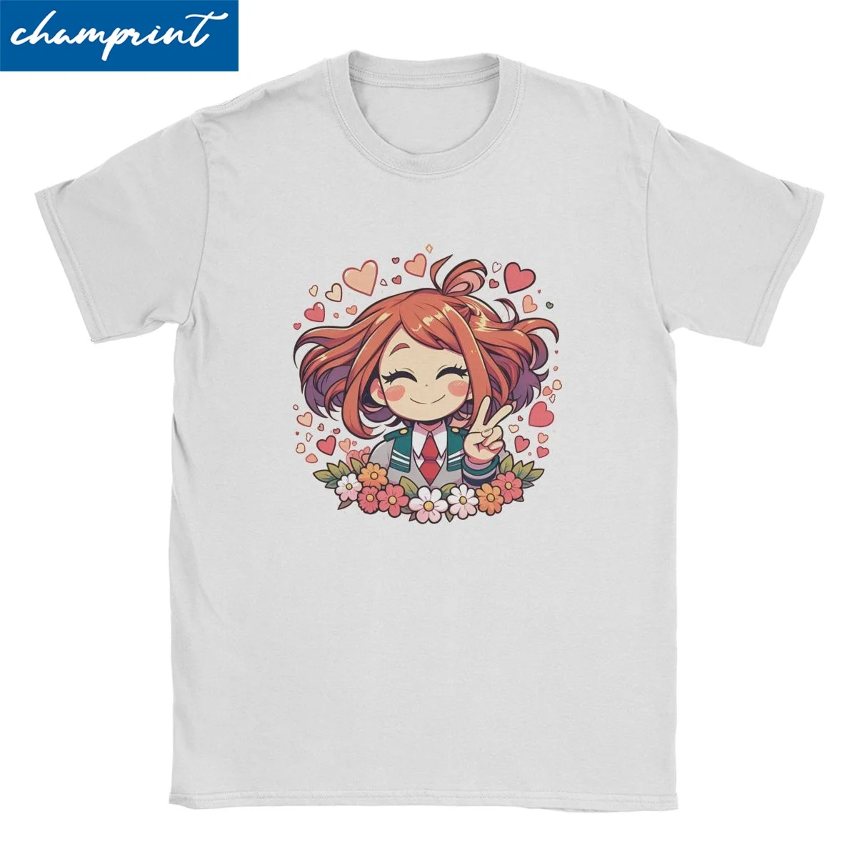 My Hero Academia Ochaco Uraraka T Shirts Men Women's 100% Cotton Funny T-Shirt Round Collar Anime Tees Short Sleeve Clothing