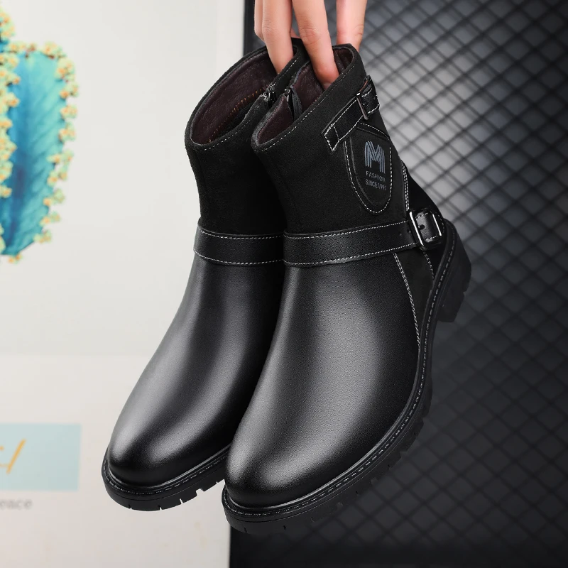 

Men Boots Luxury Handmade Men Ankle Boots Metal Buckle Zipper Motorcycle Boots Outdoor Plus Size 39-48 Punk Bottines 2026
