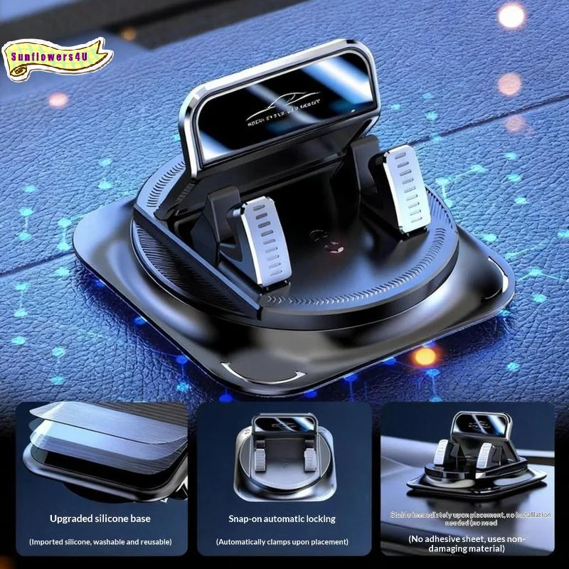 Support de téléphone pour tableau de bord de voiture, rotation à 360 degrés, fixation adhésive robuste et sécurisée pour smartphones pendant la conduite