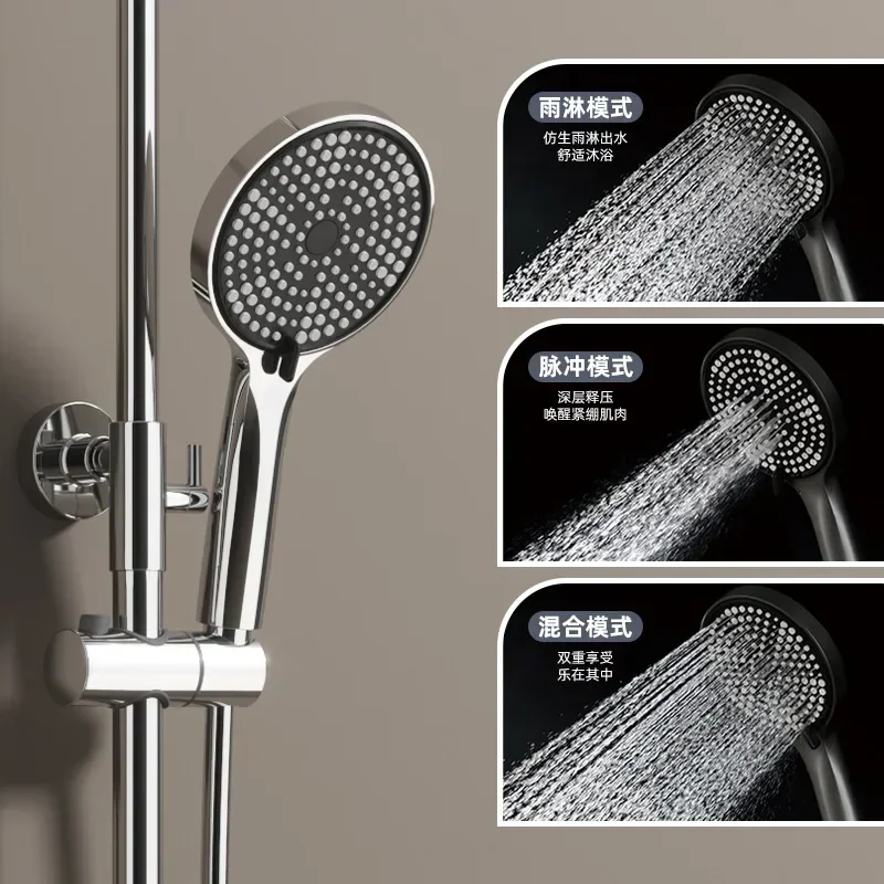 Hot-selling large shower hot and cold shower set, all-copper light luxury bathroom, round top spray home hotel