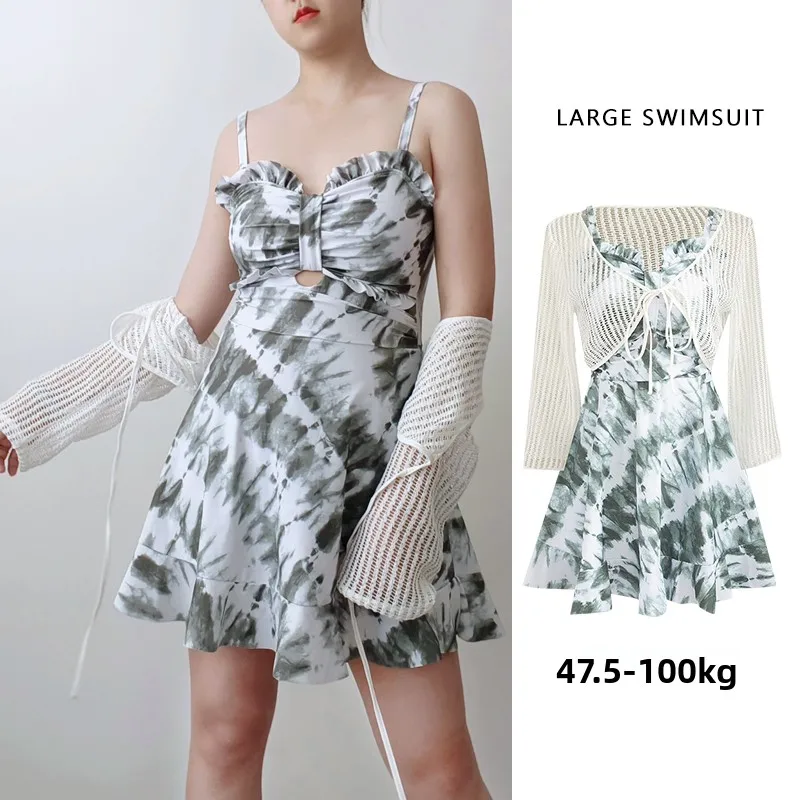 

plus Size Swimwear Women's Gown Sle Long Sve Thermal Spa Two Piece Set Sun Protection Ele Simple V Ne Nylon Spande...