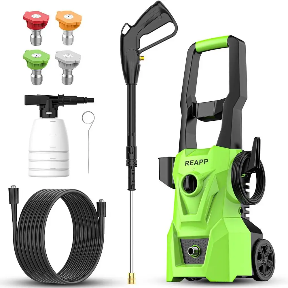 3000 PSI Electric Pressure Washer with Foam Cannon and 4 Quick Connect Nozzles High Pressure Cleaning Machine Cars Outdoor