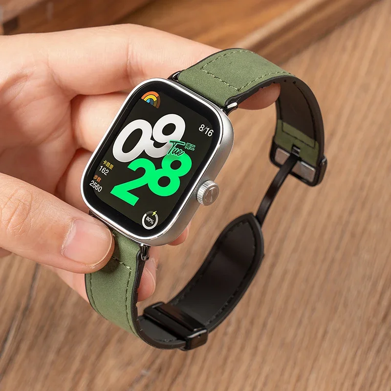 

Silicone+Leather Band For Xiaomi Redmi Watch 5 4 Strap Magnetic Bracelet band For Mi 8Pro 9Pro Silicone Replaceable Accessories