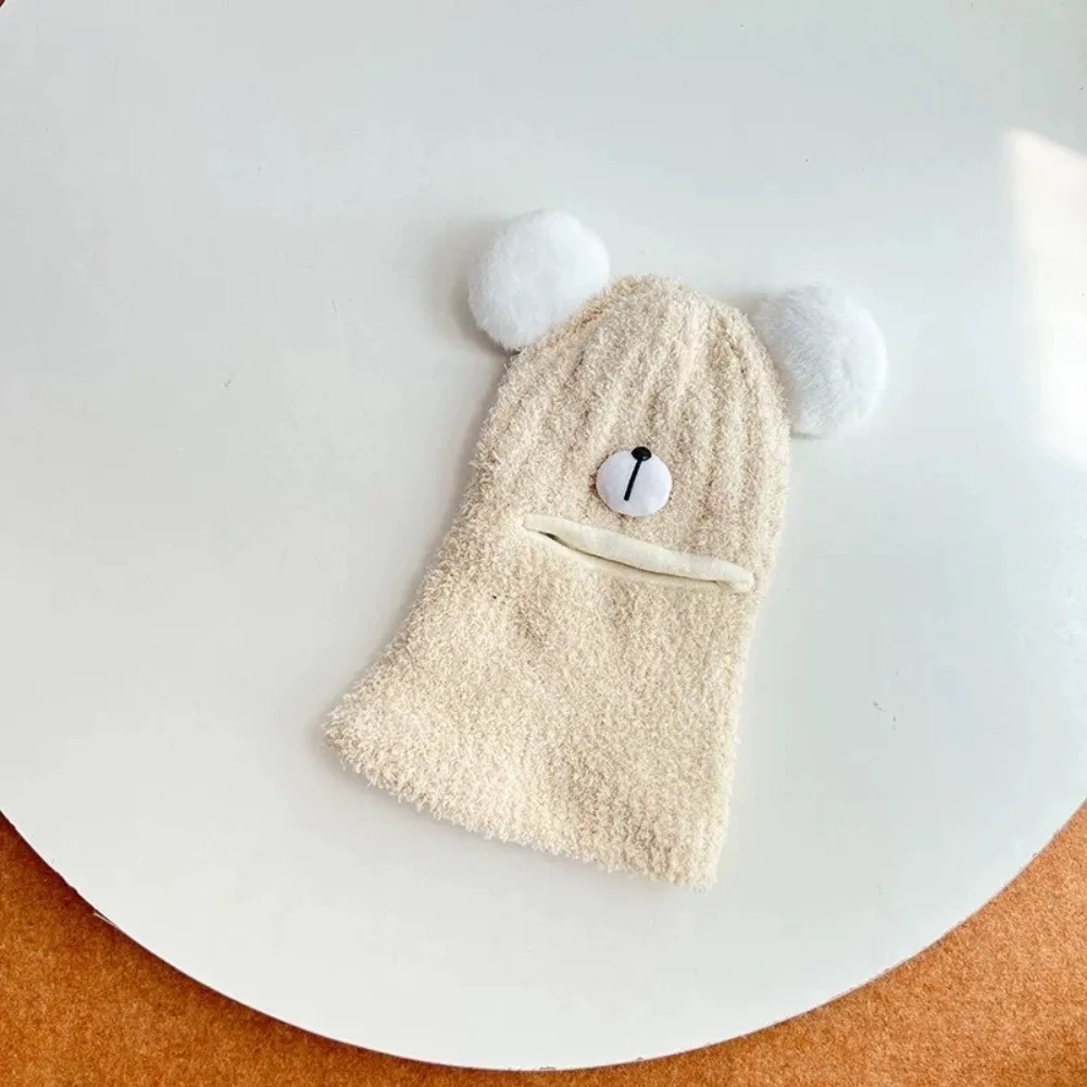 Cartoon Warm Kids Ear Protection Beanie Hat Coldproof Windproof Scarf Integrated Hat Plush Knitted Pullover Cap Gift