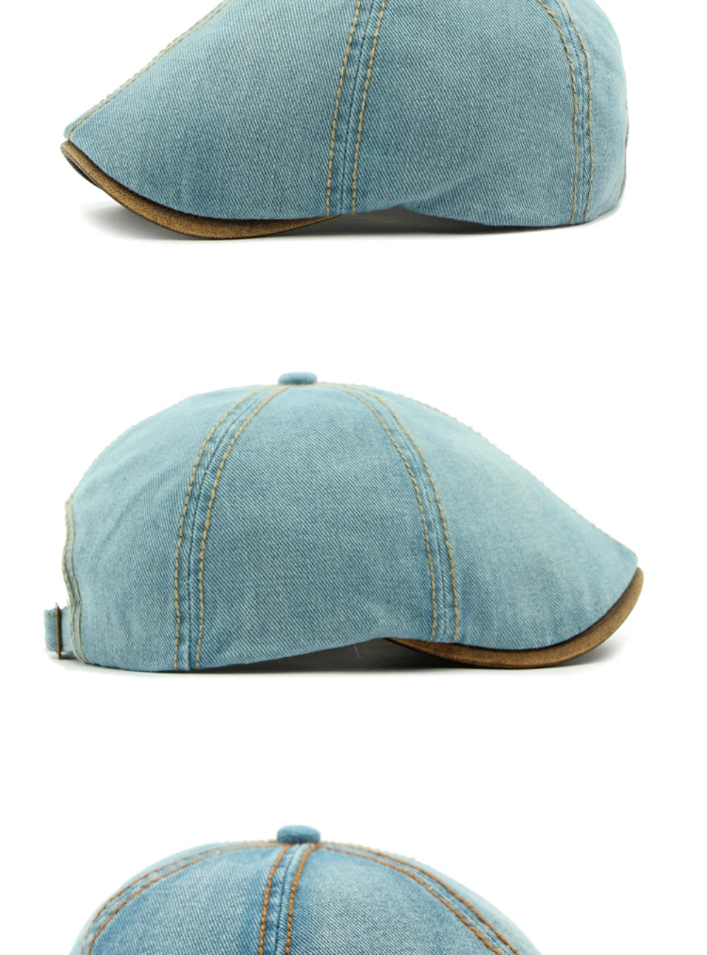 HT4735 Baskenmütze für Männer und Frauen, Vintage-Künstlermaler, achteckige Baskenmütze, 6 Panels, Denim-Efeu, flache Kappe, männlich, weiblich, Frühlings-Baskenmütze – Detail 8