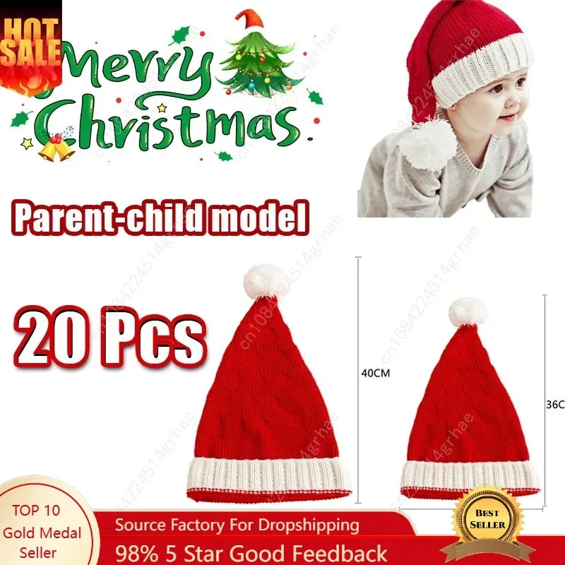 

Christmas fall and winter knitted warm wool hat new parent-child models knitted warm wool Christmas hat baby mom knitted hat