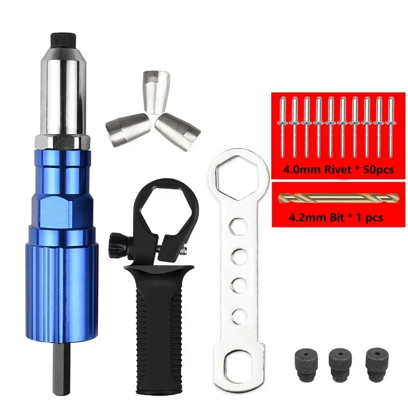 Electric Drill Rivet Gun Adapter Aluminum Alloy Nut Riveter Insert Nail Quickly Pull Power Tools Accessories