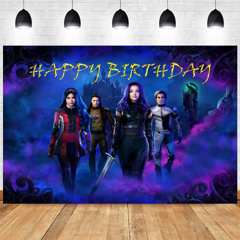 Disney Descendants Backdrop Party Decoration Birthday Descendants 3 Banner Youth Music Movie Photo Background Photography Props