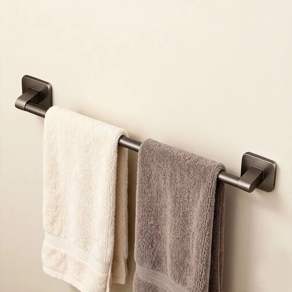 Homefish Grey White Black 40cm 30cm Punch‑Free Wall Mounted Single Pole Towel Rack Bathroom Storage Hanging Rack