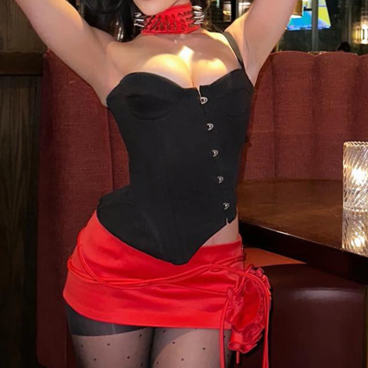 Asymmetric Crop Tops One Shoulder Straps Corset Top Sexy Buckle Party Clubwear Slim Fit Tank Top Camisole Bustier Women Clothing