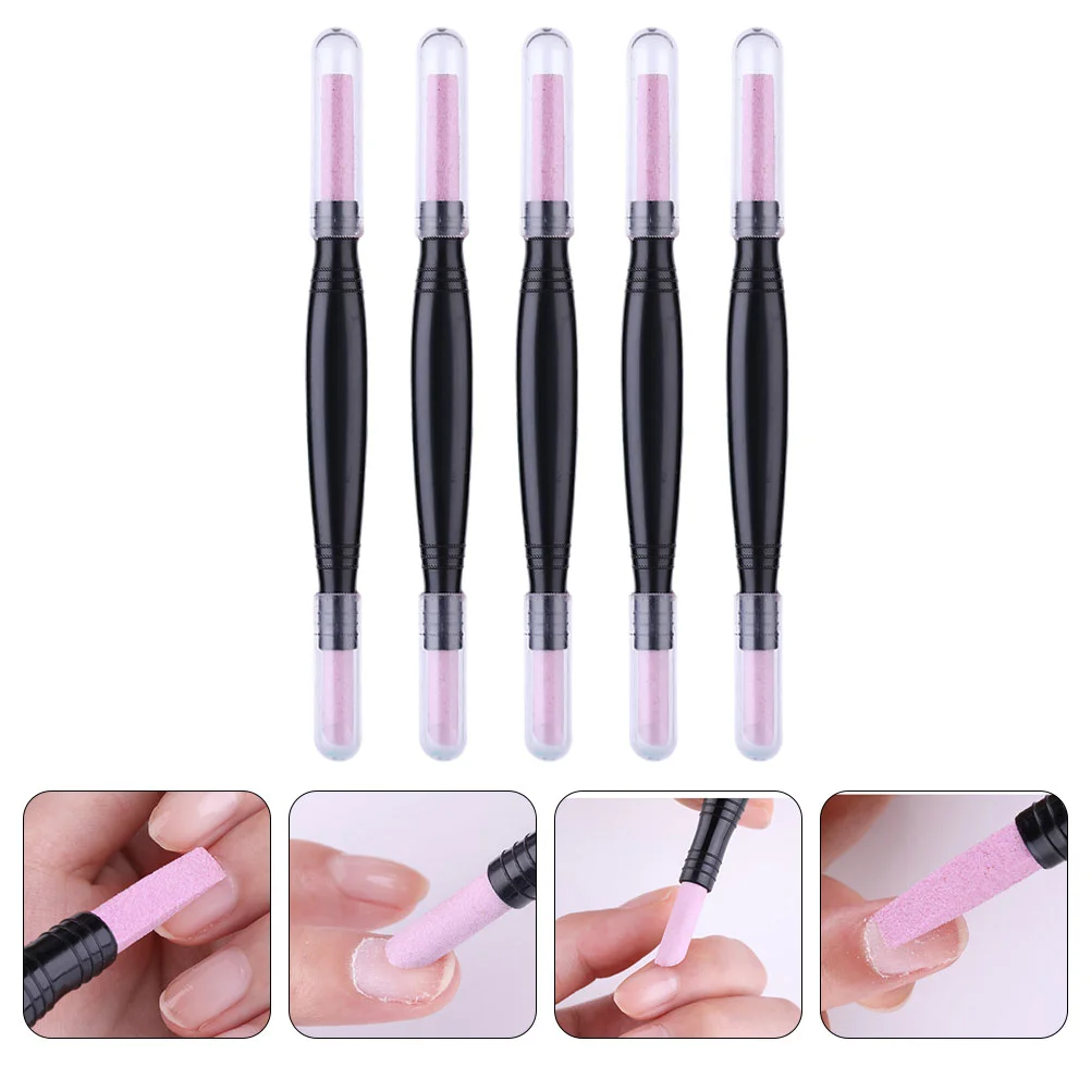 5 Pcs Nail Quartz Pen Sanding Stick Cuticle Remover Polishing Pencil Shop Supplies Plastic Care Tool Grinding Polisher