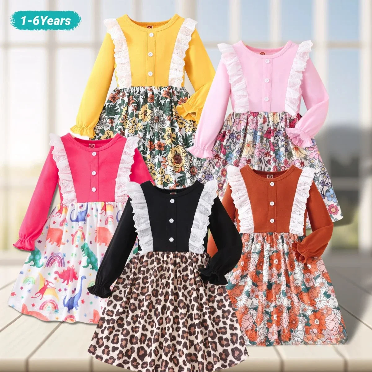 

Kids Girls Clothing Dress Spring Autumn Long Sleeve Kids Girls Clothes Fashion Baby Girl Dresses Princess Dresses 2-6 Years Old