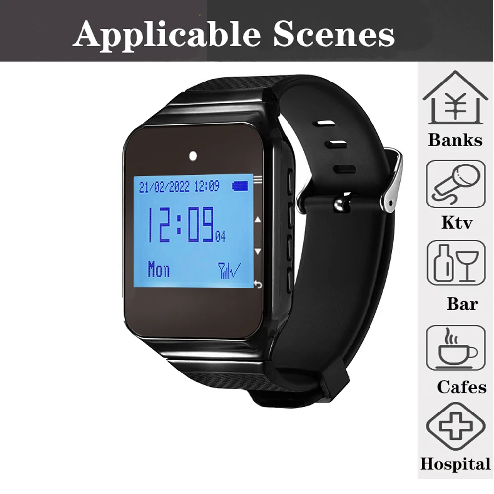 Restaurant Pager Wireless Waiter Calling System Watch Receiver Call Button For Cafe Clinic Dentist