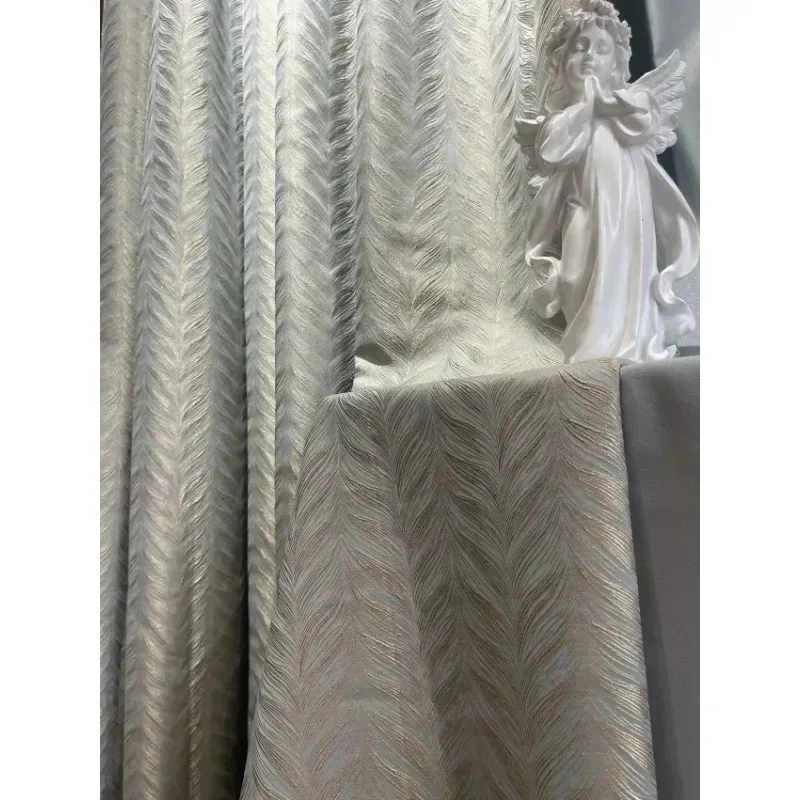 

Custom Size Fashion High Decor Embossed Jacquard Satin Luxury Curtains for Living Room Bedroom Dining Blackout White Tulle