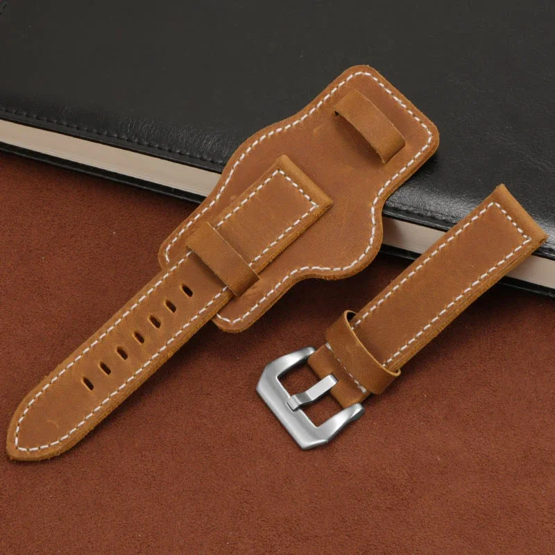 ENXi Genuine Leather Watchband Men Suitable For PANERAI PAM683/386 TIMEX Tray CowLeather Strap20 22 24 26mm