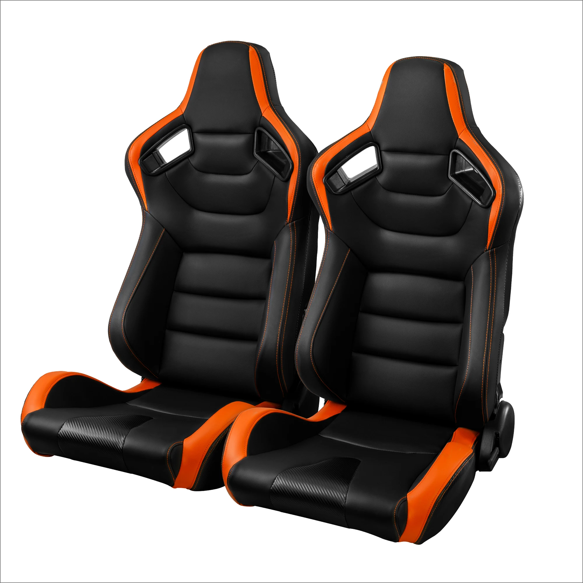 1054 Series Sim Racing Universal Reclinable Black PVC Carbon Look Leather Bucket Racing Seats