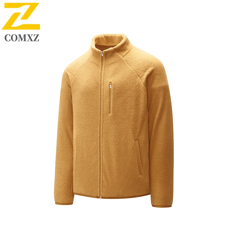 COMXZ Men Jacket 2025 Casual Stand Collar Outdoor Travel Windproof Coat Hiking Liner Fleece Lined Thickened Winter Garment