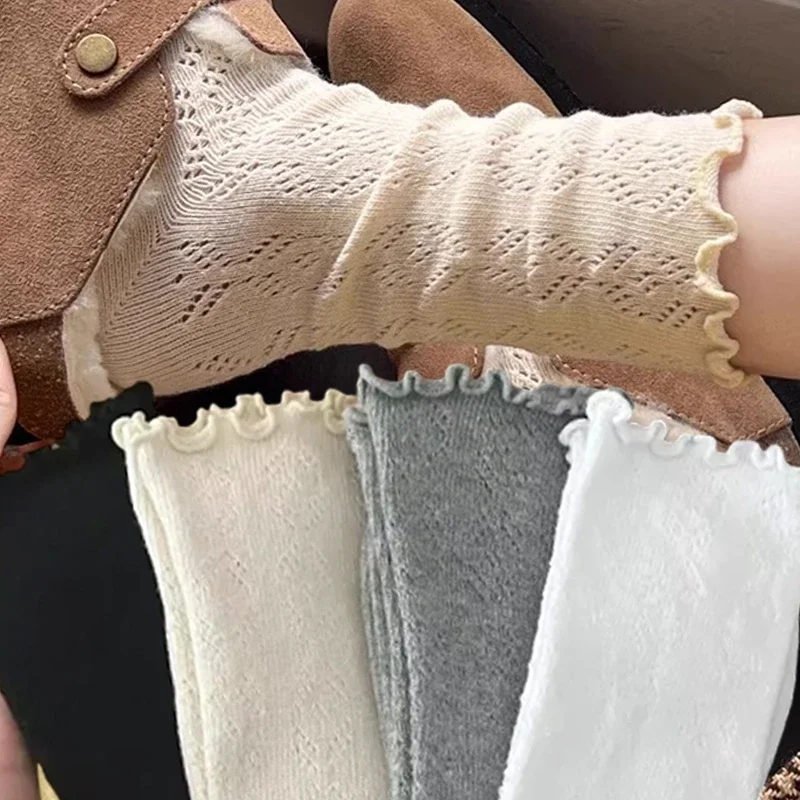 1 пара женских тонких длинных свободных носков JK Lolita, милые японские однотонные дышащие чулки для девочек на весну и лето